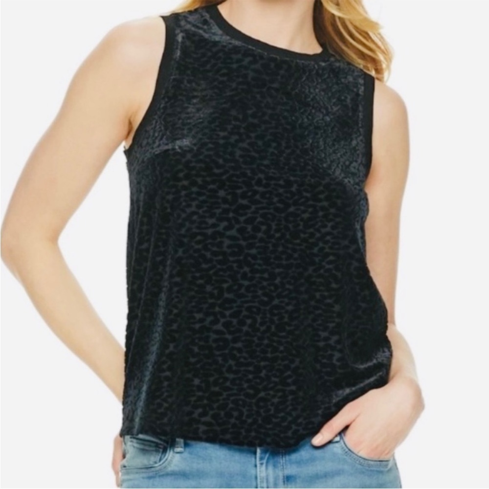 Black Shell Tank Velvet Leopard EUC